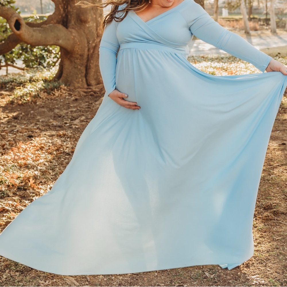 Elegant Blue Maternity Dress